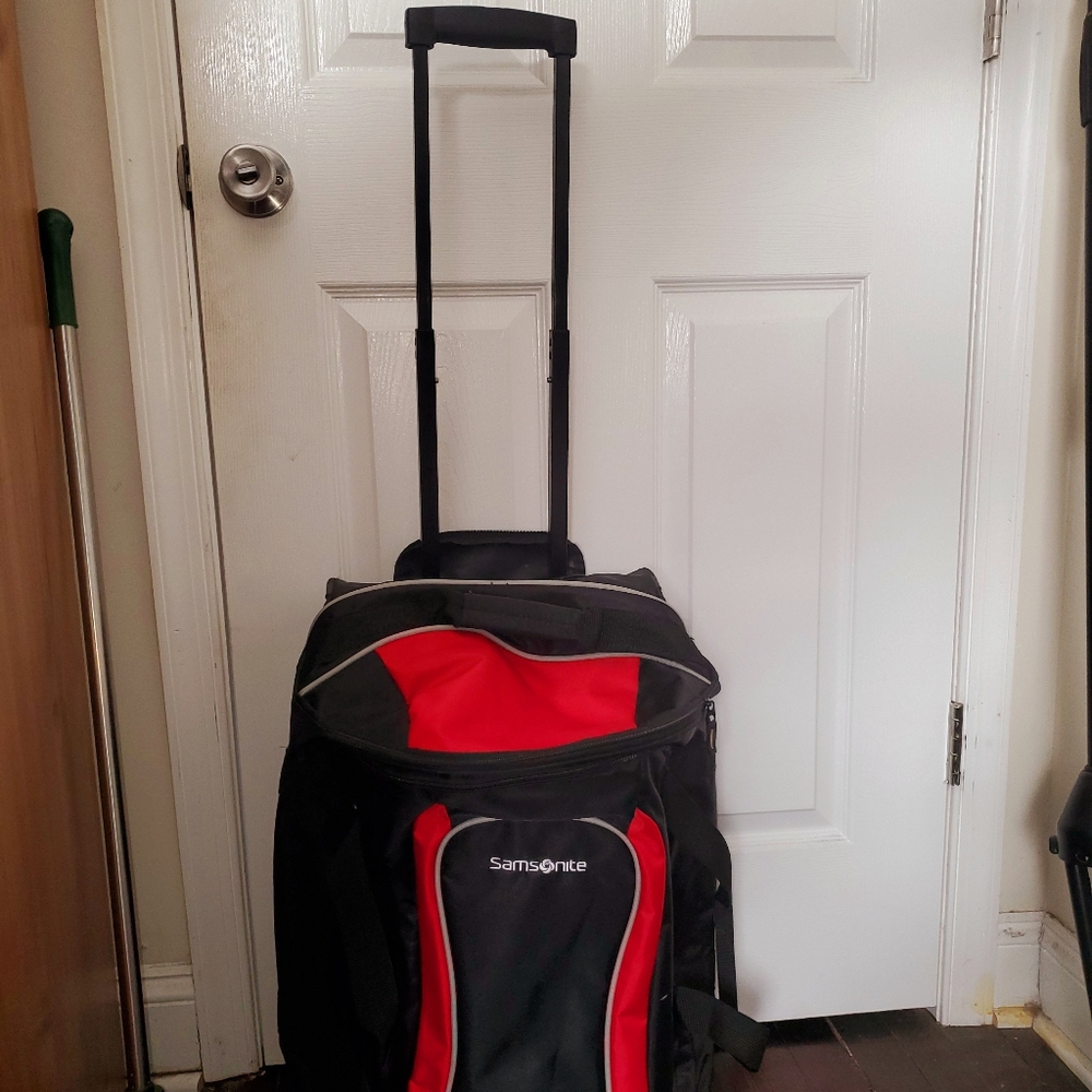 Red and Black Samsonite Rolling Duffel